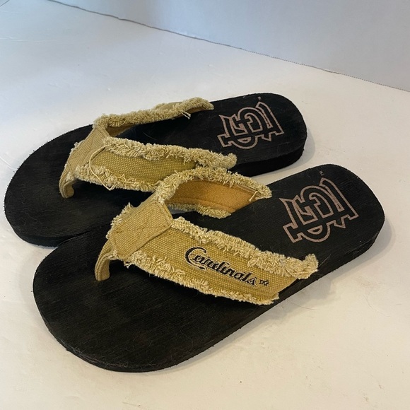 St. Louis Cardinals Brown Fabric Flip Flops Women’s Size 7 - Picture 1 of 4